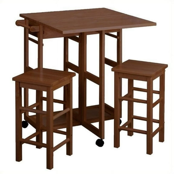 Pemberly Row Space Saver with 2 Square Stool in Teak