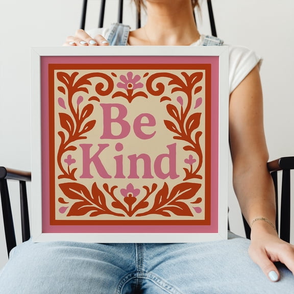 Be Kind Quote Print: Red And Pink Bold Motivational Poster UNFRAMED Poster, Wall Art for Decor, Present, 8x12