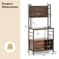 thumbnail image 3 of Gymax 67'' Bakers Rack w/ Power Outlet Coffee Bar Cabinet w/ S-Shaped Hooks Rustic Brown, 3 of 10