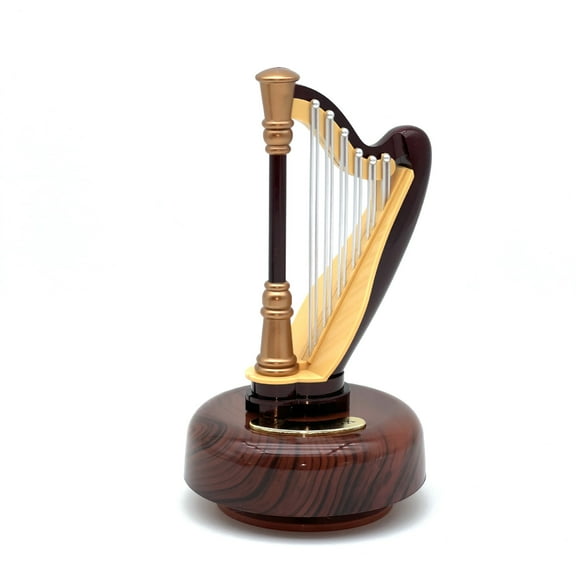 WEUVEB Classical Harp Music Box in Brown - Elegant Craftsmanship, Perfect Gift for Music and Collectors