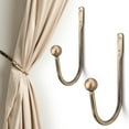 thumbnail image 6 of ZZYuan on Clearance Brass Curtain Holdbacks 2 Pack Metal Curtain Tiebacks Wall Mounted Decorative Drapery Wall Hooks with Hardware Curtain Pull Back Hooks Window Side Holders for Drapes, 6 of 8