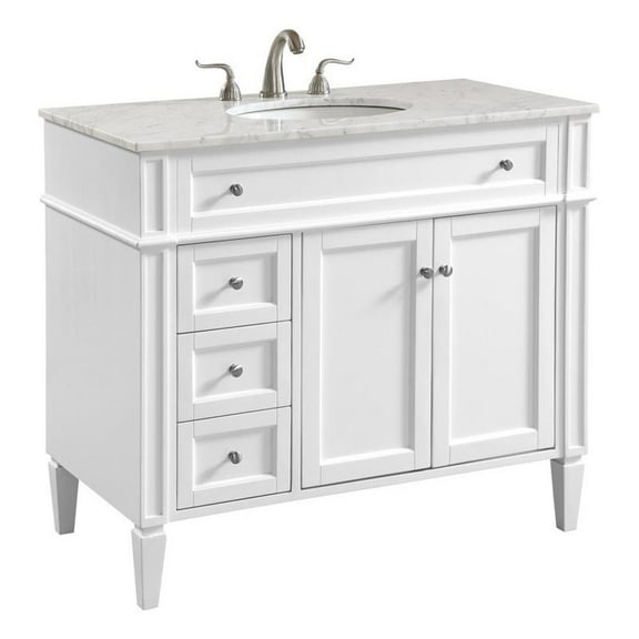 Elegant Decor Park Avenue 40" Wood Single Bathroom Vanity in White