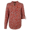 thumbnail image 3 of Women's Floral Print Pebble Crepe Zip Pocket Top-S-S, 3 of 5