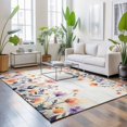 thumbnail image 3 of Large Area Rugs 5'x8', Pink Spring Floral Carpet Runner Indoor Outdoor Rugs Home Decor Aesthetic, Elegant Flowers Farmhouse Botanical Wooden Non Slip Mats Washable Accent Rug for Living Room Bedroom, 3 of 8