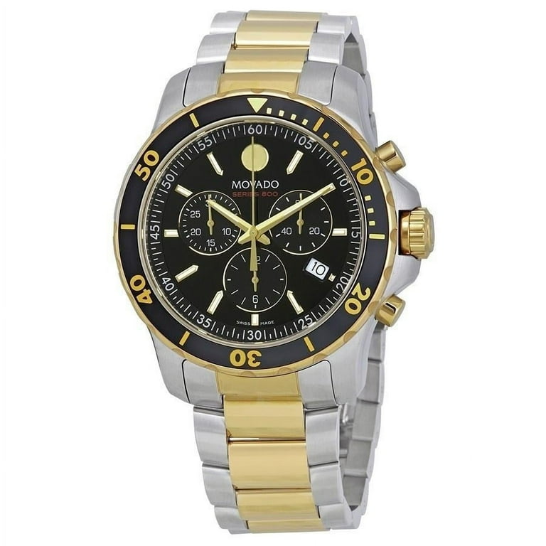 Movado Men s 2 Tone Chronograph Black Dial Quartz Movement Water Resistant Series 800 Watch 2600146 Walmart