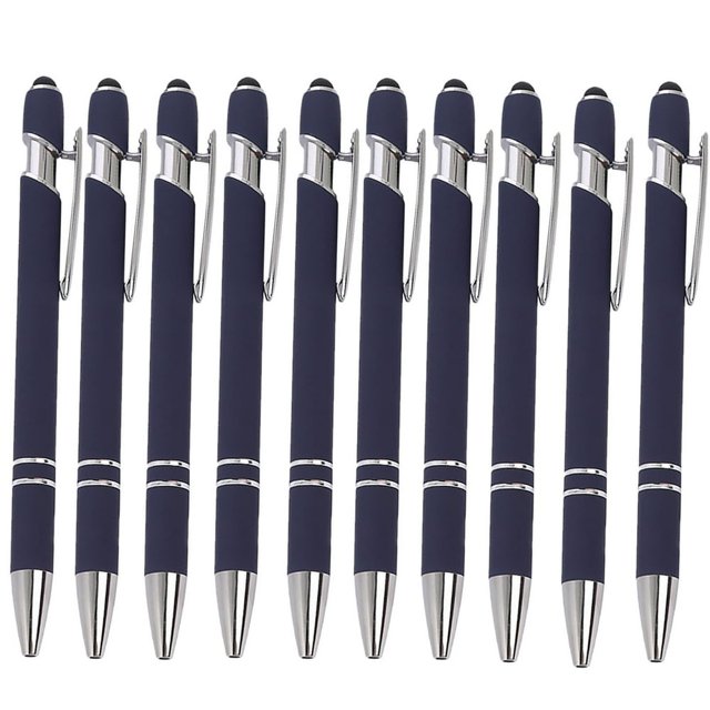 HAOAN Ballpoint Pen with Stylus Tip Soft Touch Click Metal Pen 1.0mm Medium Point Black Ink 10 Count