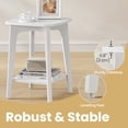 thumbnail image 3 of LEDREM Mid-Century 2 Tiers Accent Table, Square Side Table with Storage Shelf, 198lb Capacity, Sturdy End Table for Apartment, Dorm, Home Office, White, 3 of 5