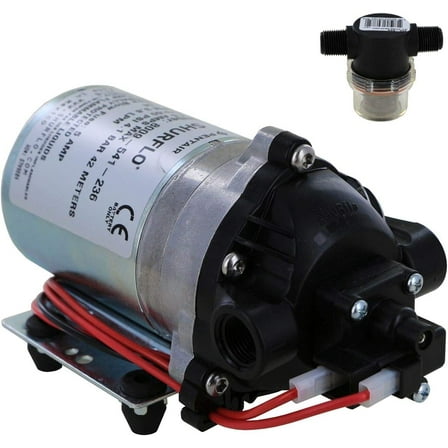 Shurflo 8000-541-236 Automatic-Demand 12V Diaphragm Pump with Shurflo 255-568 Strainer (Bundle, 2 Items)