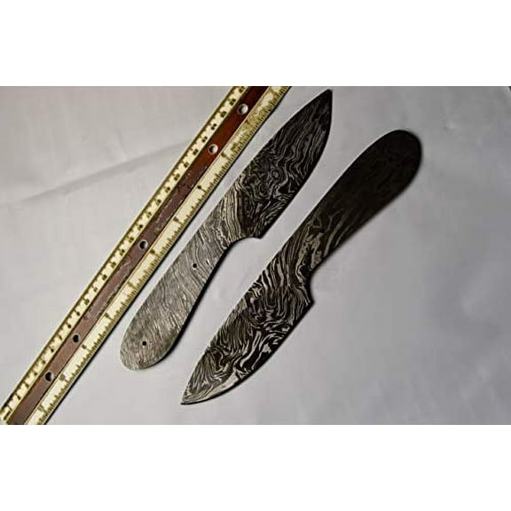 2 Pieces Set of Hand Forged Damascus Steel Blank Blade Skinning Knife, 8.5" and 8" Long Blades with 4 & 3.5" Cutting Edge