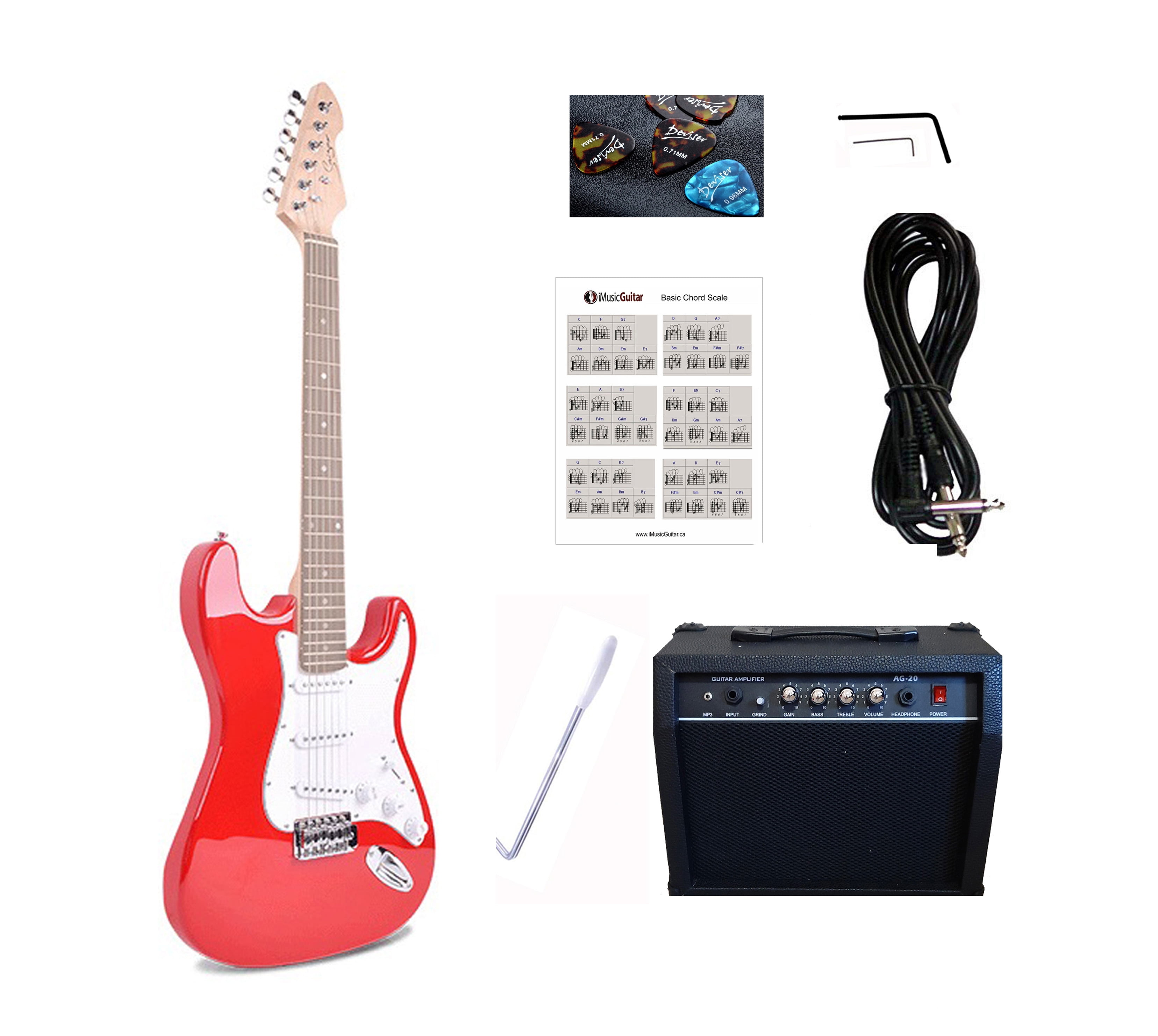 Electric Guitar 20W Amp Package for Beginners Red iMEG28320 Walmart