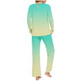 thumbnail image 4 of Vintage Nightgown Women's Long Sleeve Pajamas Set with Pockets Soft Pants with Long Sleeve Tops Ladies Sleepwear Gradient Printed Casual Tops Pants Pajama Set Green XXL, 4 of 6