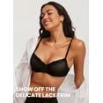 thumbnail image 6 of Women's Sheer Mesh Balconette Bra Sexy Unlined Demi Underwire Bras Lace Plus Size, 6 of 6