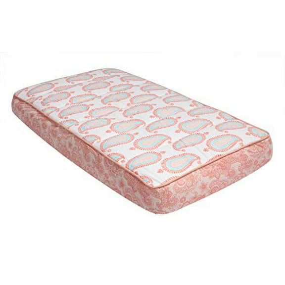 Bacati - Paisley Floral Quilted Changing Pad Cover (Aqua/Coral Paisley)