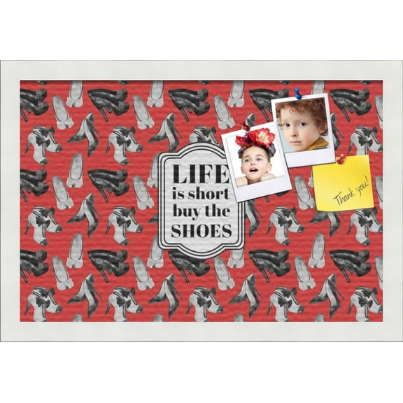 PinPix 18x12 Custom Cork Bulletin Board Buy The Shoes Poster Board Has a Fabric Style Canvas Finish, Framed in Buy The Shoes, by ArtToFrames (PinPix-1492)