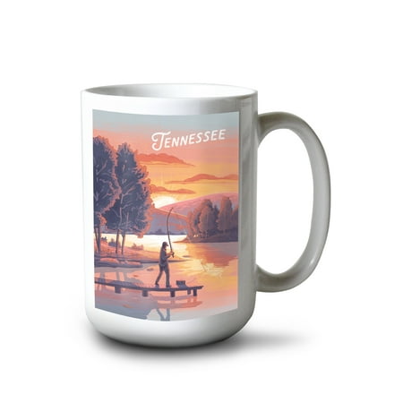 

15 fl oz Ceramic Mug Tennessee This is Living Fishing with Hills Dishwasher & Microwave Safe
