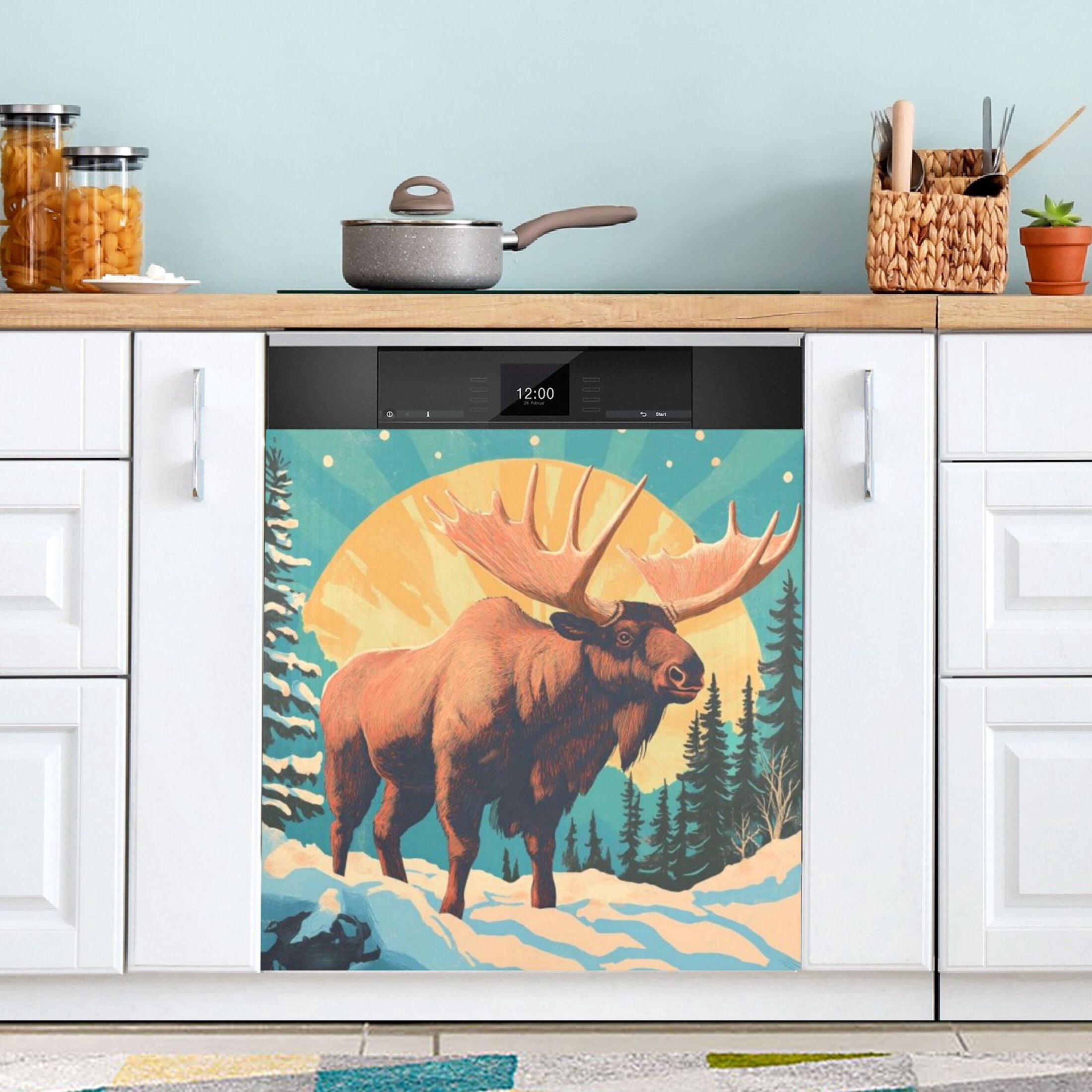 Dishwasher Magnetic Sticker 23x26 Inch Refrigerator Magnetic Sticker Washing Machine Magnetic Sticker Kitchen Panel Magnetic Sticker Home Decor Brown Bighorn Deer