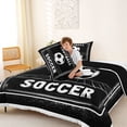thumbnail image 4 of Castle Fairy Soccer Print King Size Comforter Sets 3pcs, Sport Theme Comforters King Size, Black White,Black Reversible,1 Comforter and 2 Pillowcases, 4 of 6