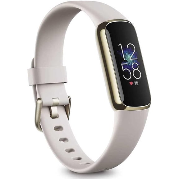 Caja De Acero Inoxidable En Oro Suave Fitbit Luxe Y Correa Blanca Lunar