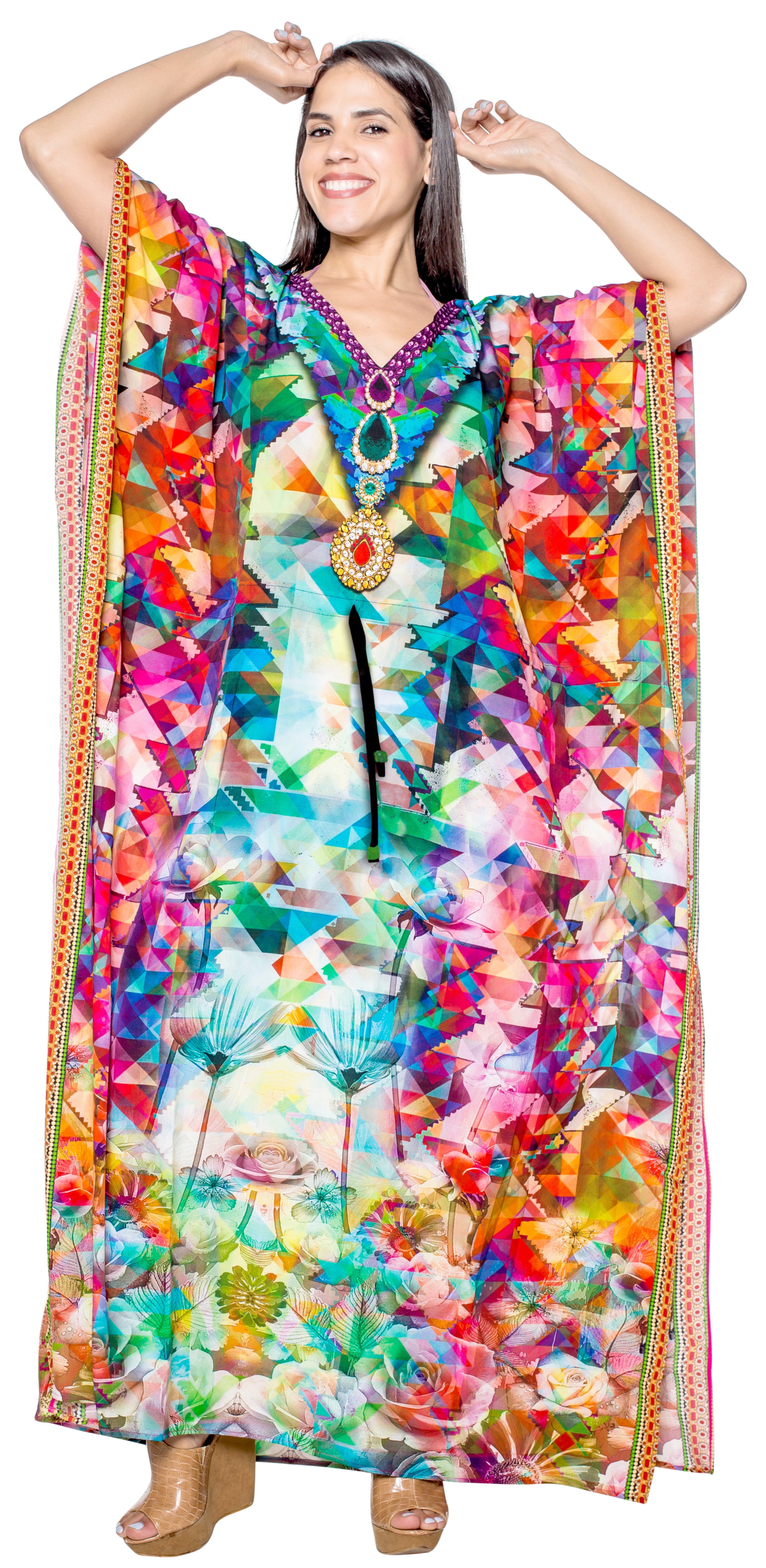 HAPPY BAY - Maternity Womens 3D Maxi Lounger Kaftan Ladies Comfortable Casual Wear Plus Size