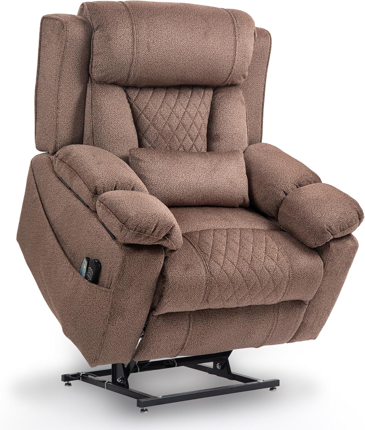 Big Man Power Lay Flat Lift Chair Oversized Recliner Dual Motor Heat Vibration for Elderly, Overstuffed Electric Extra Wide Recliners with Flip Arm Storage Cup Holders,USB Type C Charging