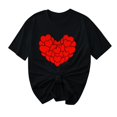 thumbnail image 2 of Offres de Vacances Iumwxz Chemises de la Saint-Valentin Tunique Plissée Décontractée Hauts de Sortie Blouse à Imprimé Cœur Col Rond Manches Courtes Tee Tops pour Dames Tendance Travail, 2 of 4