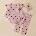 thumbnail image 2 of NOLDARES Infant Newborn Baby Girl Clothes Baby Girl Outfits Long Sleeve Snap Romper Pant Sets with Headband(Pink,3-6 M), 2 of 7