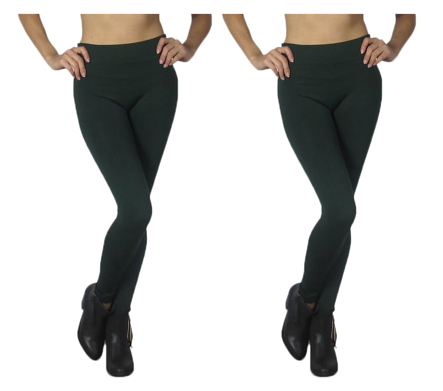 Women's 2-Pack Seamless Fleece Lined Leggings - Walmart.com
