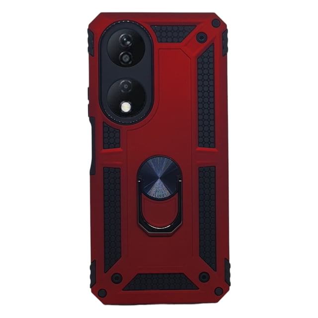Funda Uso Rudo Cely Vesmir con Anillo Magnético Para Honor X7b Rojo Más 2 Micas de Cristal