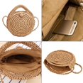 thumbnail image 3 of Round Straw Crossbody Beach Bag - Summer Straw Cross Body Handbag Bags with Zipper for Ladies, 3 of 5