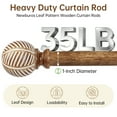 thumbnail image 4 of NewBuros Adjustable Wood Curtain Rod, 32 to 86 Inch, 1" Diameter Heavy-Duty Indoor Curtain Rod, Sturdy Rust-Proof with Wood Grain Leaf Pattern, Coffee Brown, 4 of 8