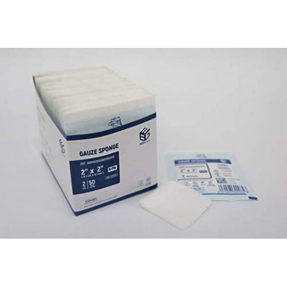 BGEcare Sterile Non-Woven Sponge 2"X2", 4-Ply, 2's-50, Pack of 100,30 Boxes/ case of 3000pcs
