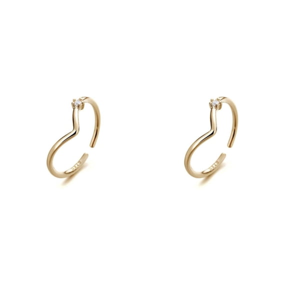 Anillo abierto en forma de V Qarigey para mujer ceremonia de boda 2piezas Oro