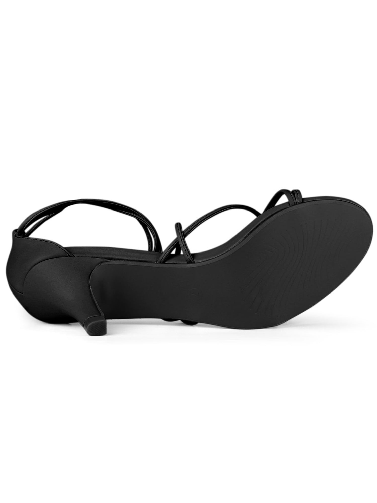 DARING DIVA Women's Strappy Kitten Heel Lace Up Sandals Black 7