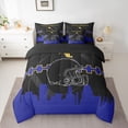 thumbnail image 3 of 7 Pcs Comforter Set Twin Size,Sports Bed in a Bag with Flat Sheet and Fitted Sheet and Adults,American Football Lovers Bedding Set with Pillowcase and Sham(Baltimore), 3 of 5