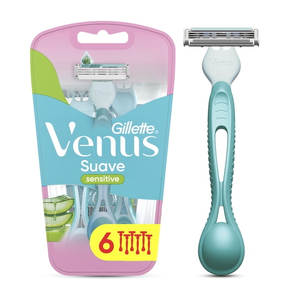 Rastrillo para Mujer Gillette Venus Suave Sensitive con 3 Hojas para Depilar 6 pzas