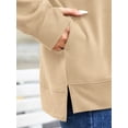 thumbnail image 6 of Fancyglim Women Tunic Sweatshirts Crew Neck Tops Pullover Long Sleeve Oversized Fleece Shirts with Pockets Thumb Holes Khaki XL, 6 of 8