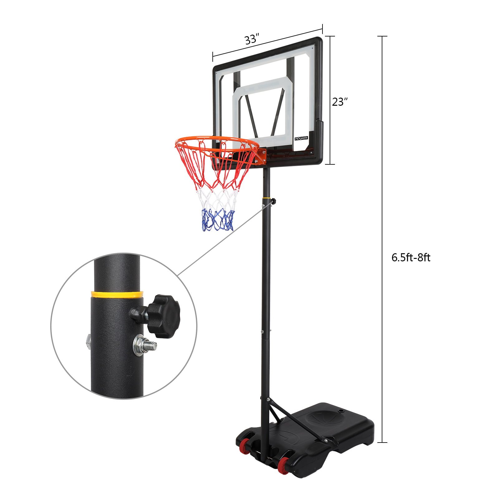  Play22 Kids Adjustable Basketball Hoop Height 5-7 FT -  Portable Basketball Hoop for Kids Teenagers Youth and Adults with Stand &  Backboard Wheels Fillable Base - Basketball Goals Indoor Outdoor