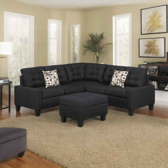 6-Piece Upholstered Sectional with 100% Polyester & Comfort | Black