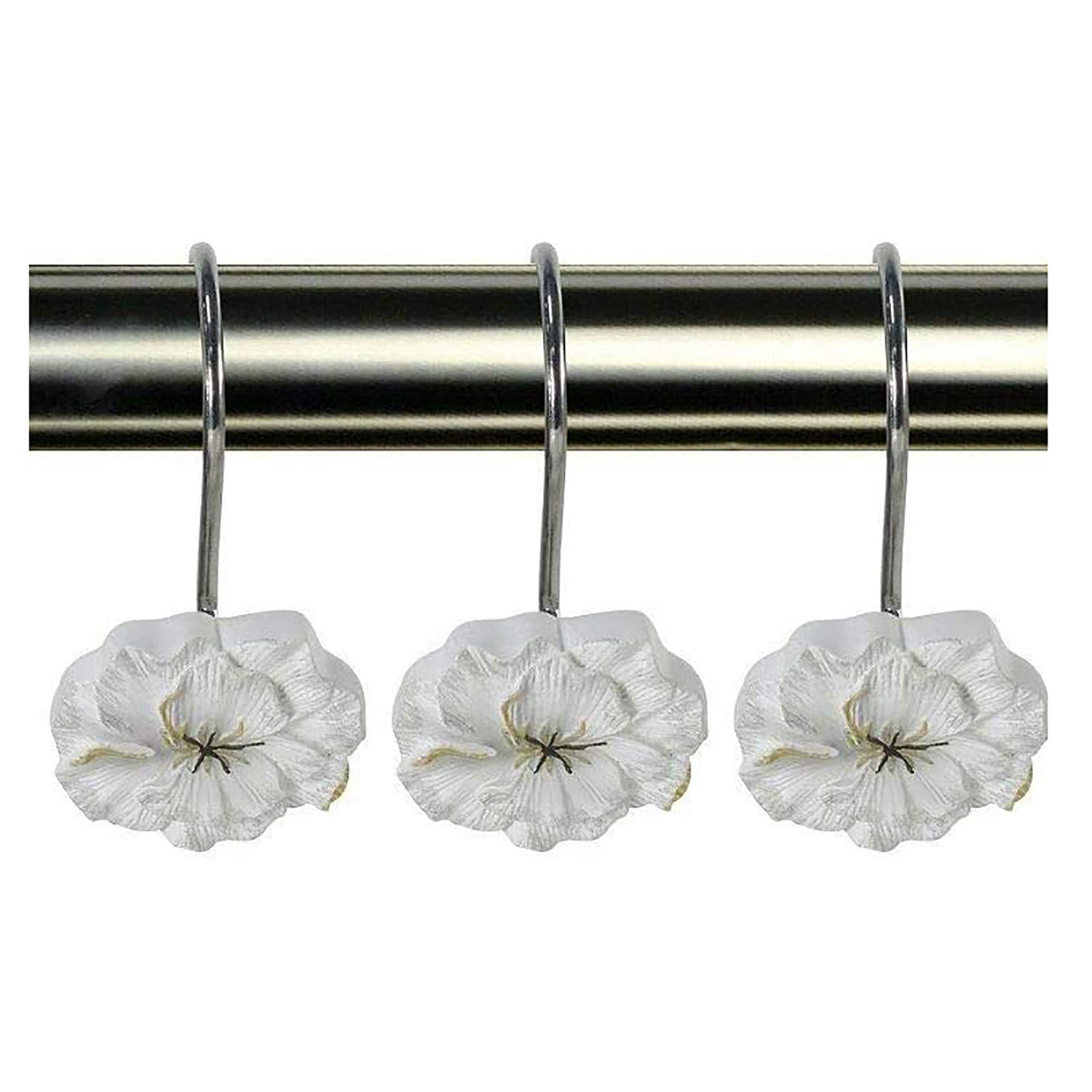 Home Spa Poly Resin Melrose Shower Curtain Hooks, Light Gray, 12 Pack ...