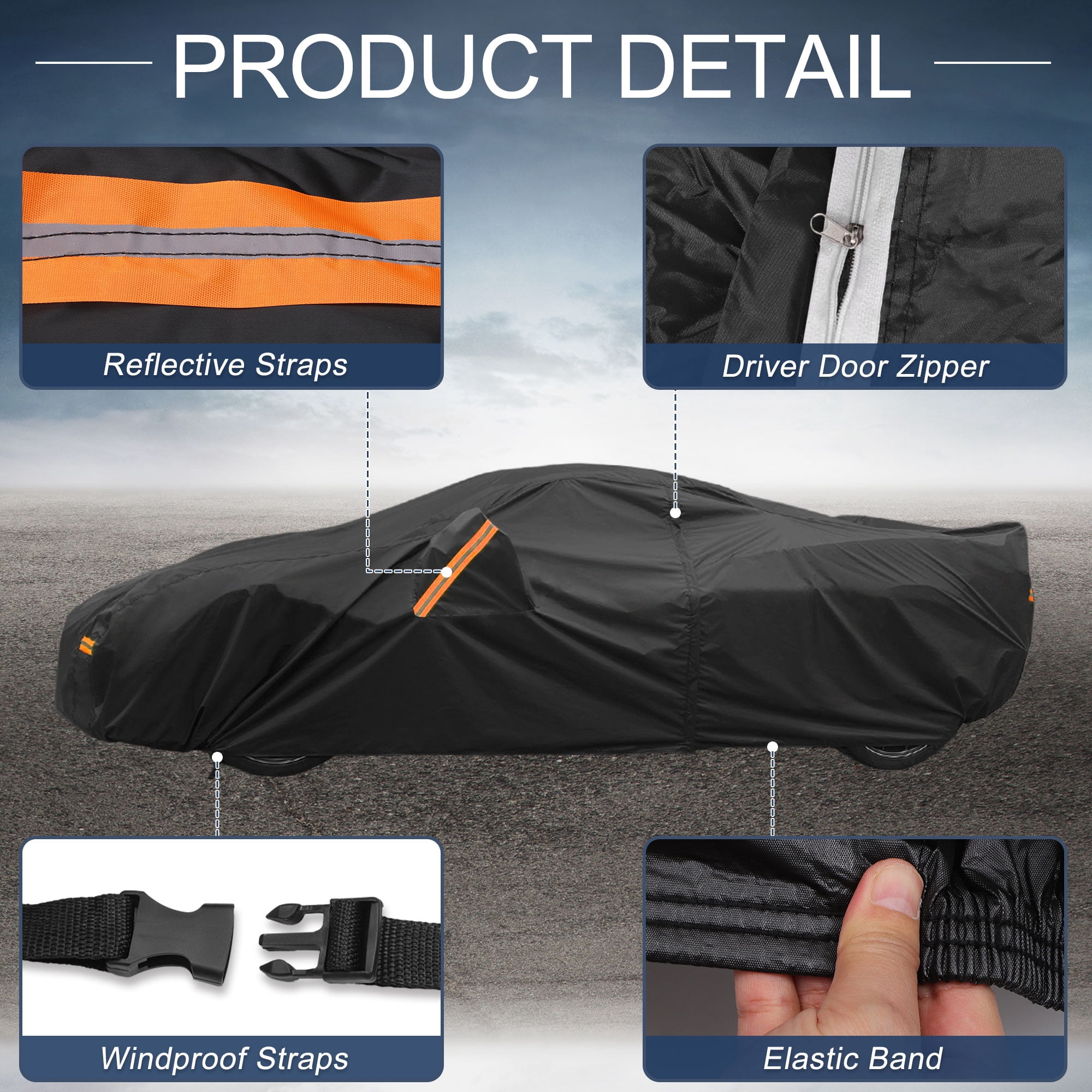 Unique Bargains Aluminum Full Car Cover Black for Toyota GR86 171.26"x70.87"x47.24"