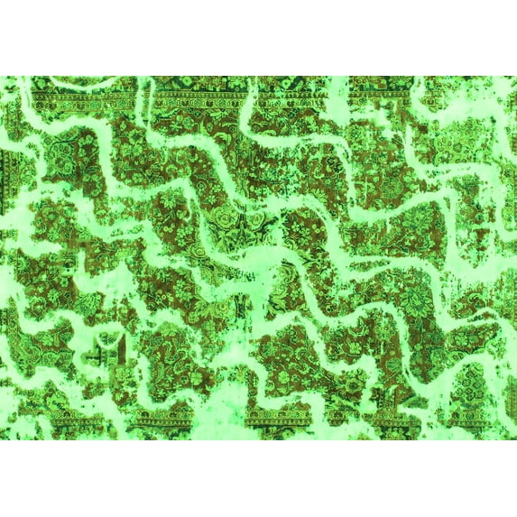 Ahgly Company Indoor Rectangle Abstract Green Modern Area Rugs, 7' x 9'