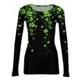 thumbnail image 5 of ASDFVBKG Women St Patrick's Day Shirts: Dressy Crewneck Basic Long Sleeve Slim Fitted Tee Shirts Ribbed Shamrock Comfy Outfits Black 3XL, 5 of 6