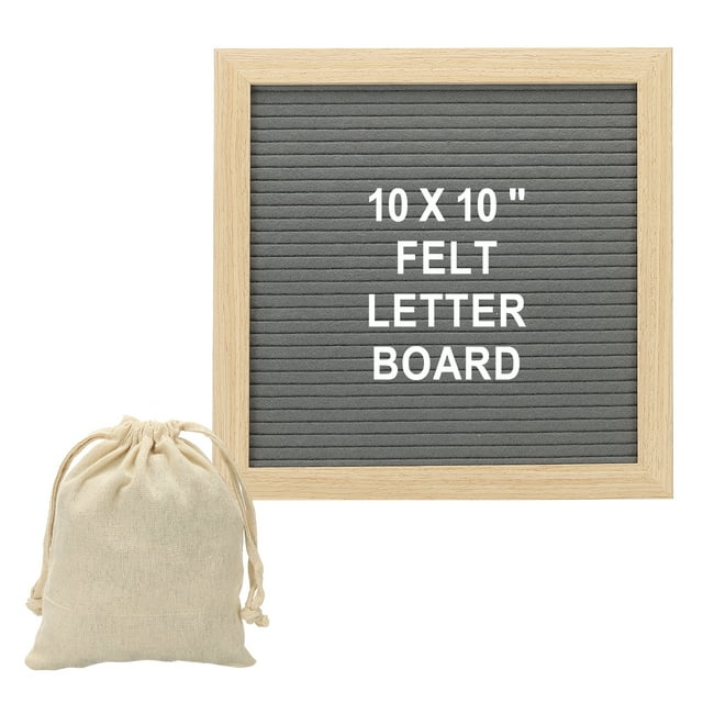 Uxcell Felt Letter Board, 10x10" Gray Wood Message Board, White Letter