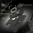 thumbnail image 5 of 360° Rotatable + 100° Fold Ring Stand Slim Fit Case for Motorola Moto G Power 5G 2025, with Sliding Camera Cover Shockproof Protection Matte Hybrid Phone Cover, Support Magnetic Car Mount, Black, 5 of 10
