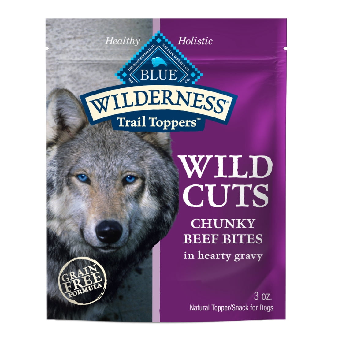 (4 pack) Blue Buffalo Wilderness Trail Toppers Wet Dog Food, Chunky Beef Bites in Hearty Gravy