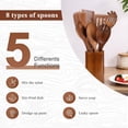 thumbnail image 3 of QOPR 9-Piece Teak Wood Wooden Utensil Set with Utensil Holder, Wooden Spoons for Cooking, Kitchen Utensils Set for Kitchen and Dining, 3 of 9