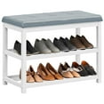 thumbnail image 1 of Giantex Shoe Bench, Wood Rack with Cushion Seat, 2-Tier Shoe Shelf Storage Organizer with Padded Seat, Ideal for Entryway, Bedroom, Living Room, Hallway (White), 1 of 8