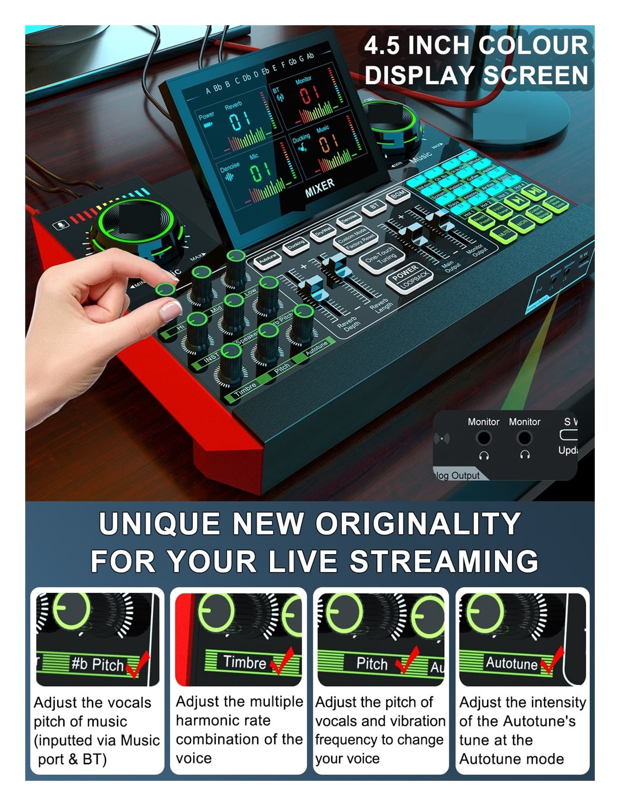 Audio Interface USB Podcast Equipment Bundle Mixer & Vocal Effects, G10 Sound Card Board Voice Changer, DJ Mixer For Live Stream ,Clear Sound