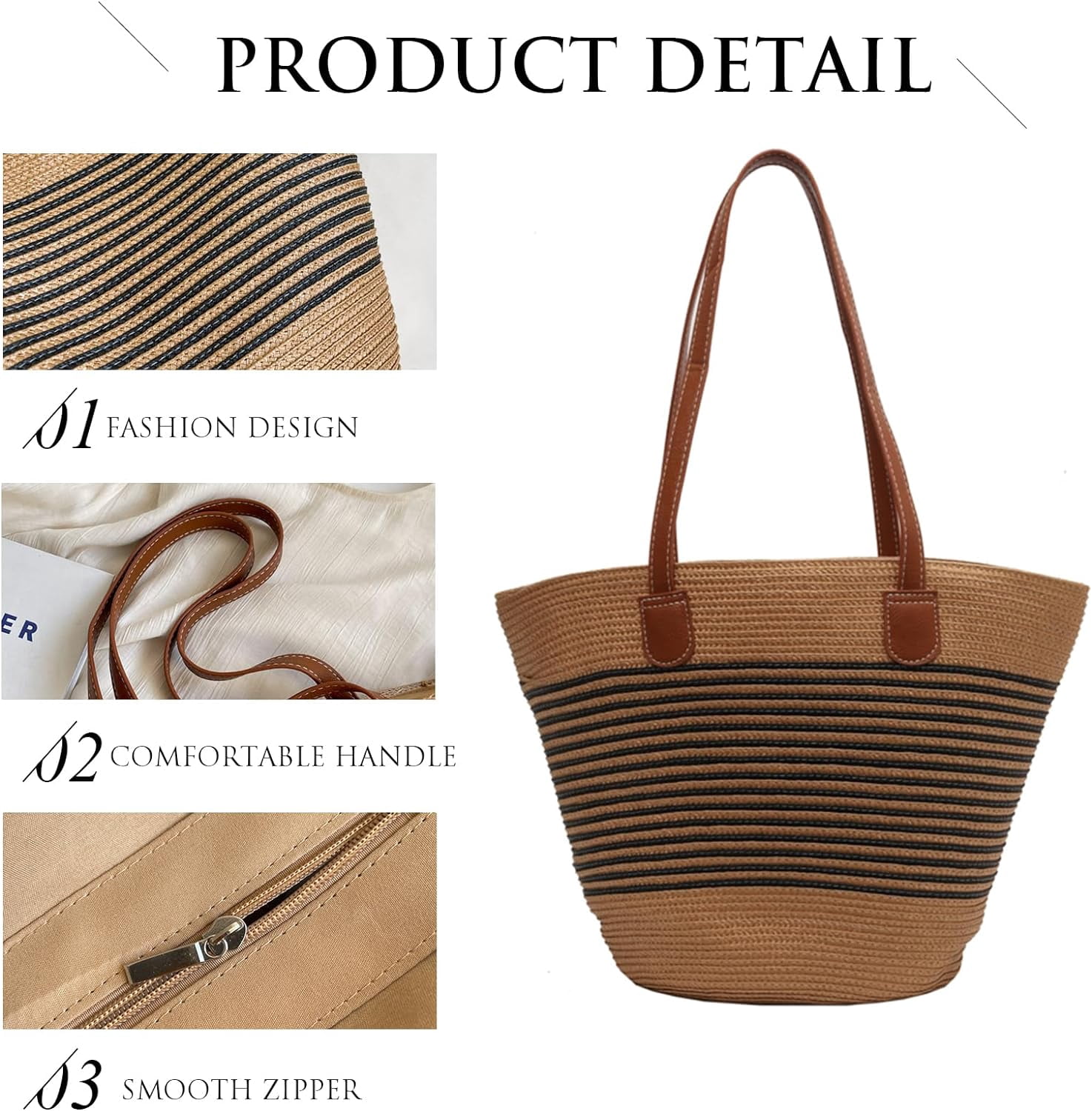 Kukuzhu Straw Beach Bag, Summer Straw Handbags for Women TrendyStraw Purses Woven Tote Bag for Travel Vacation