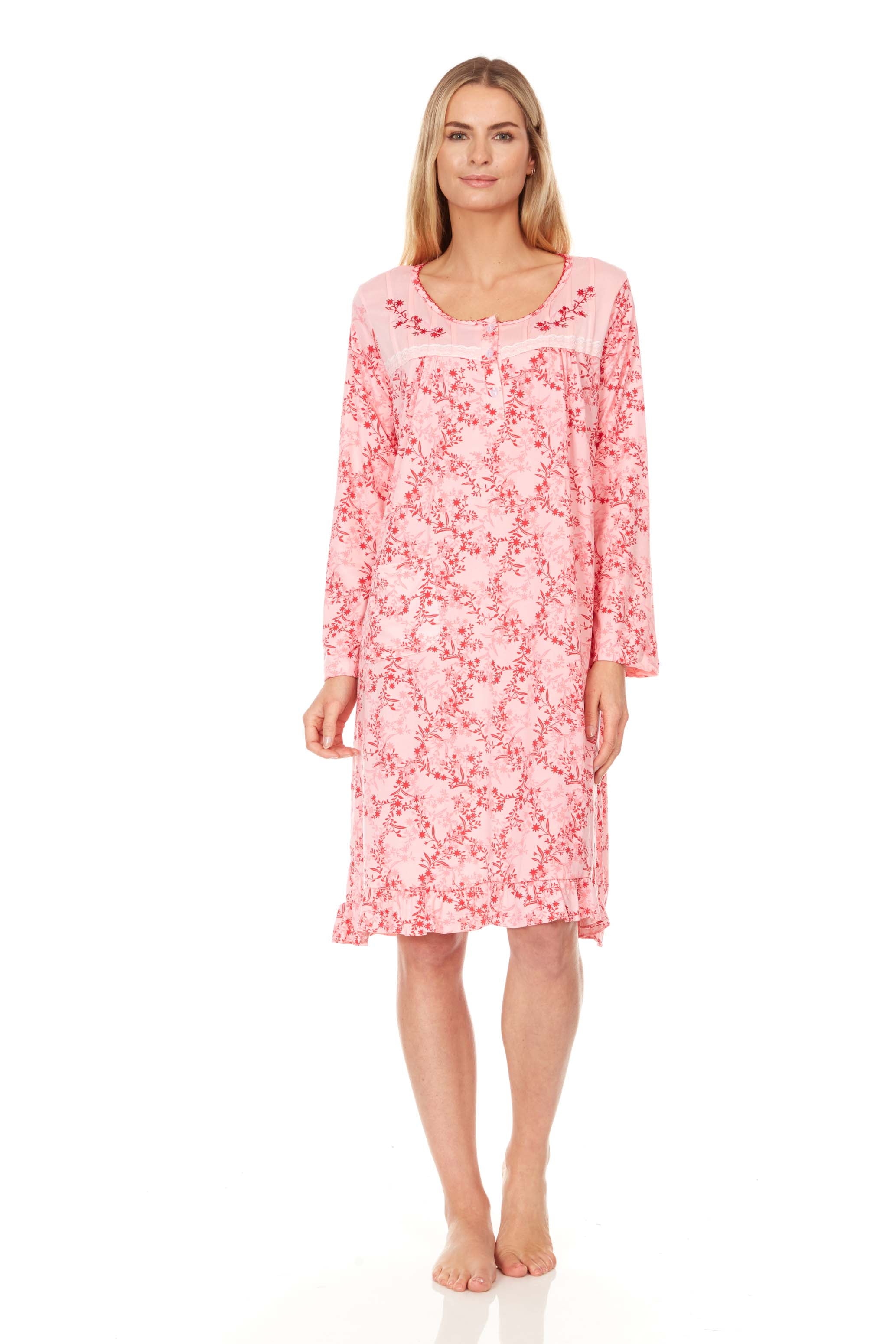 6013 Womens Nightgown Sleepwear Pajamas Woman Long Sleeve Sleep Dress ...